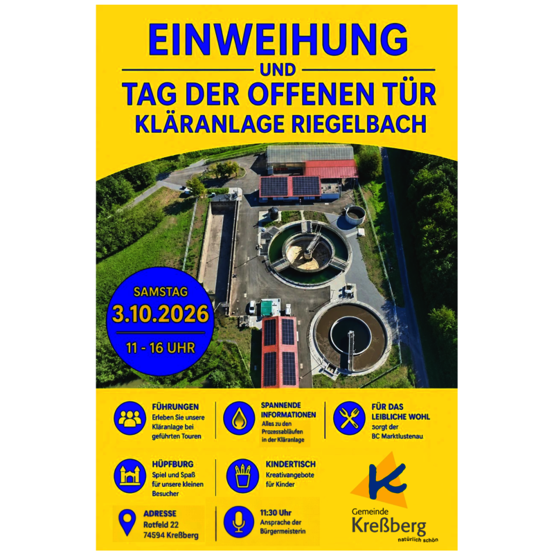 Flyer "Einweihung und Tag der offenen Tür - Kläranlage Riegelbach" (PNG) Flyer_Klaeranlage_Riegelbach
